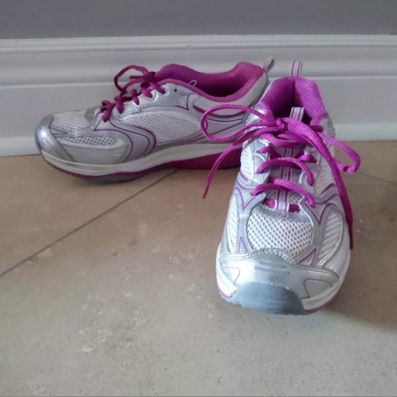 Skechers Shape Ups Silver Pink Glitter Sneakers 8 - Picture 3 of 6